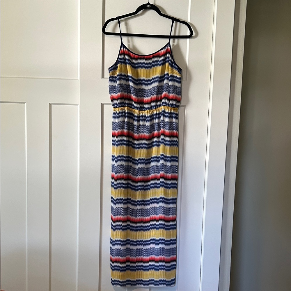 Vince Camuto Blue and Yellow Striped Maxi Dress